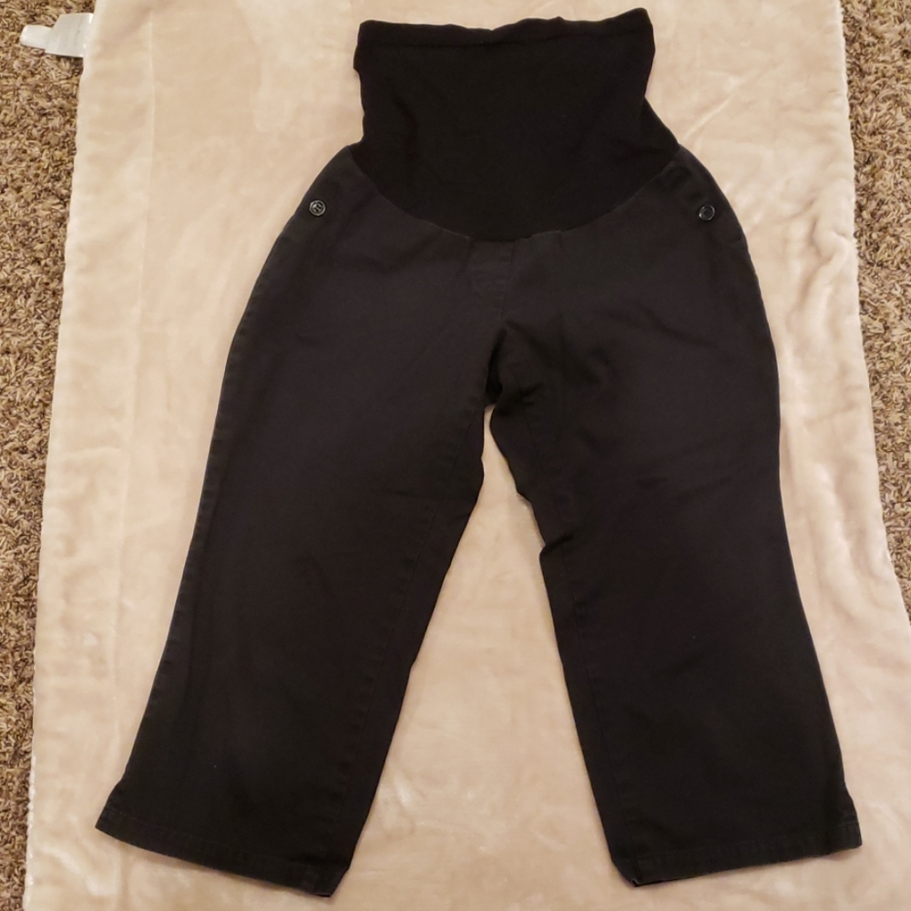 Black Maternity Crops Capris Two Hearts Maternity